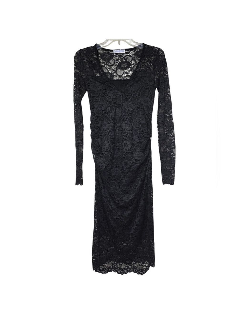 Bluebelle Maternity V Neck Lace Fitted Long Sleeves Dress 8